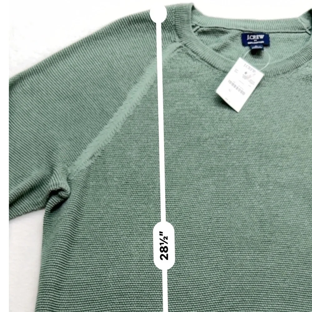 J.Crew Textured Knit Raglan Pullover Crewneck Sweater Men's M Sage Green